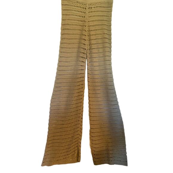 LuLu's Balmy Breeze Size Medium Crochet High waist Pants Beige - Picture 3 of 7